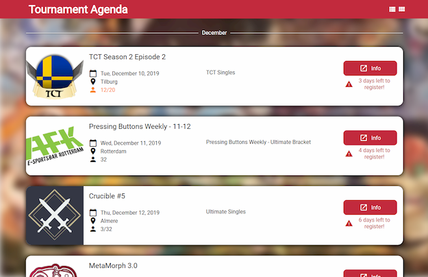 Tournament Agenda Site